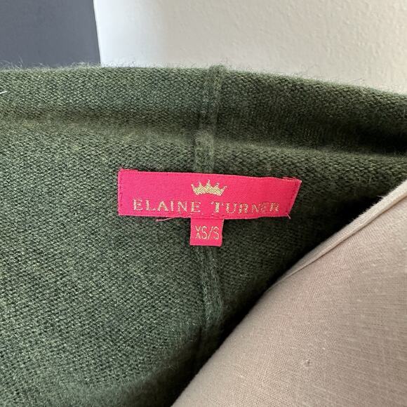 Elaine Turner Cashmere Open Front Cardigan Knit Vest Fringe Draped Collar - Picture 11 of 11